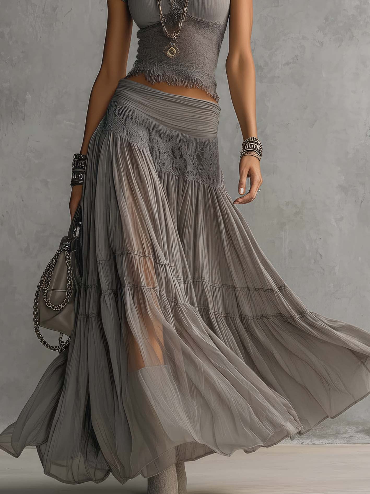 Conjunto Gris de Encaje