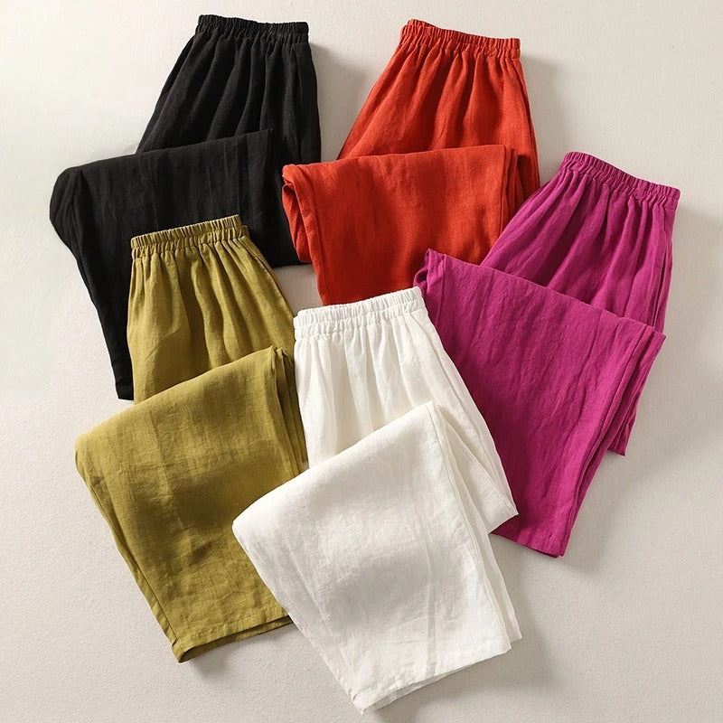 Gabriella | Pantalones fluidos de algodón y lino