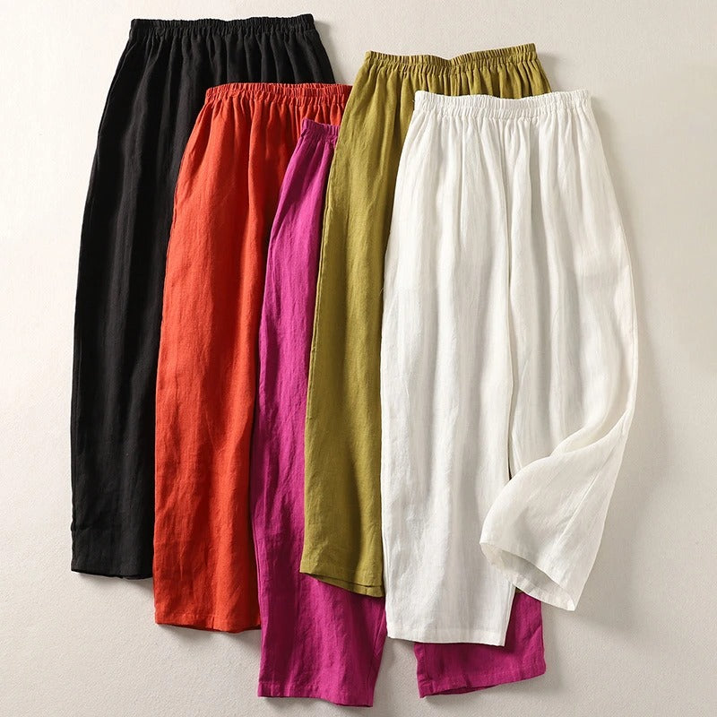 Gabriella | Pantalones fluidos de algodón y lino