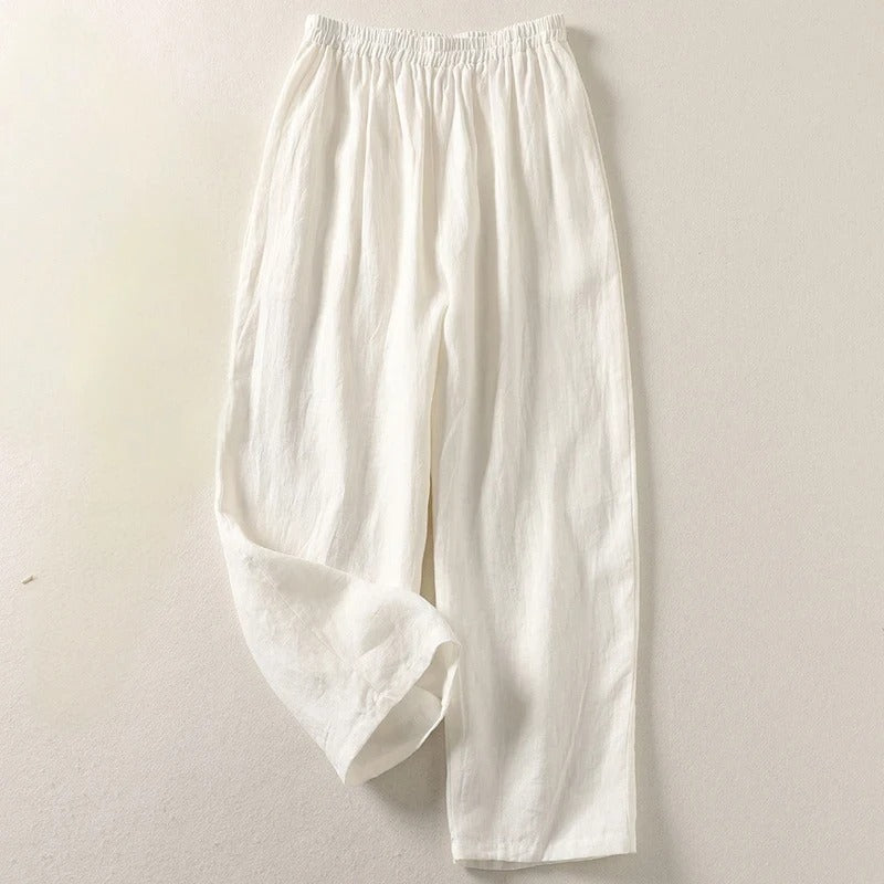 Gabriella | Pantalones fluidos de algodón y lino