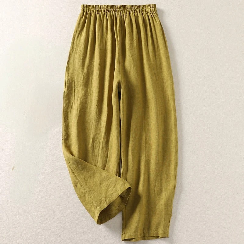Gabriella | Pantalones fluidos de algodón y lino