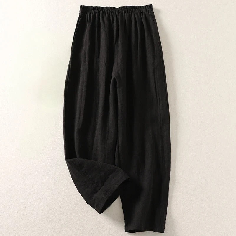 Gabriella | Pantalones fluidos de algodón y lino