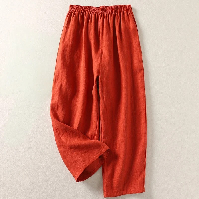Gabriella | Pantalones fluidos de algodón y lino