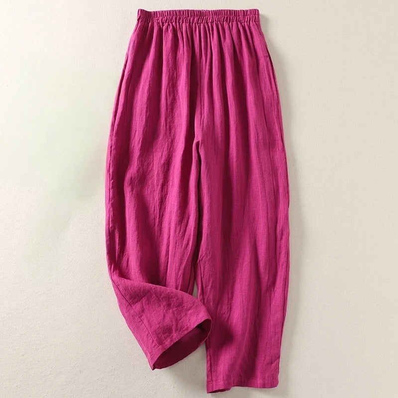 Gabriella | Pantalones fluidos de algodón y lino