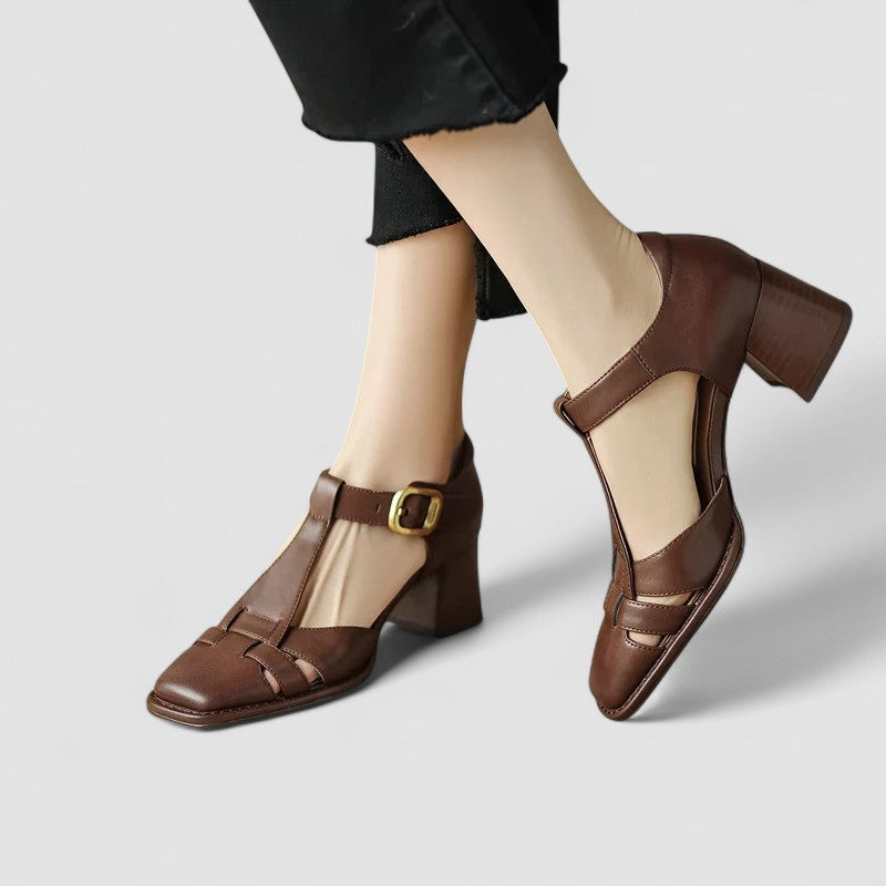 VÉRONIQUE | ZAPATOS CON CORREA EN T Y TACÓN BLOQUE