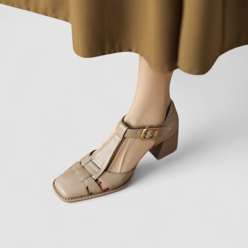 VÉRONIQUE | ZAPATOS CON CORREA EN T Y TACÓN BLOQUE