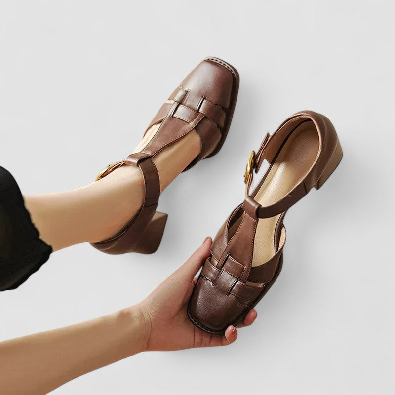VÉRONIQUE | ZAPATOS CON CORREA EN T Y TACÓN BLOQUE