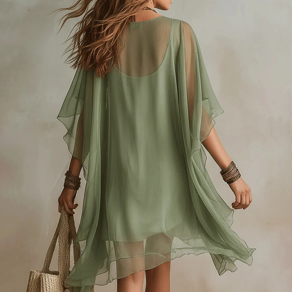 Vestido de Gasa Escote V