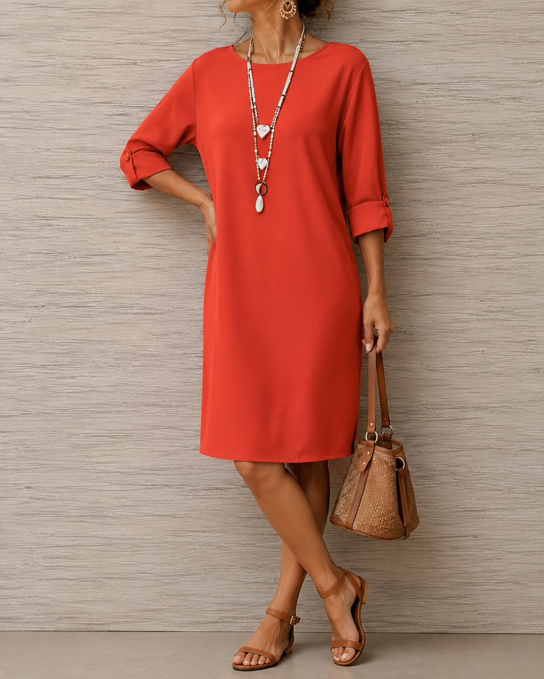 Sabine | Vestido Midi Fluido Efecto Barriga Plana