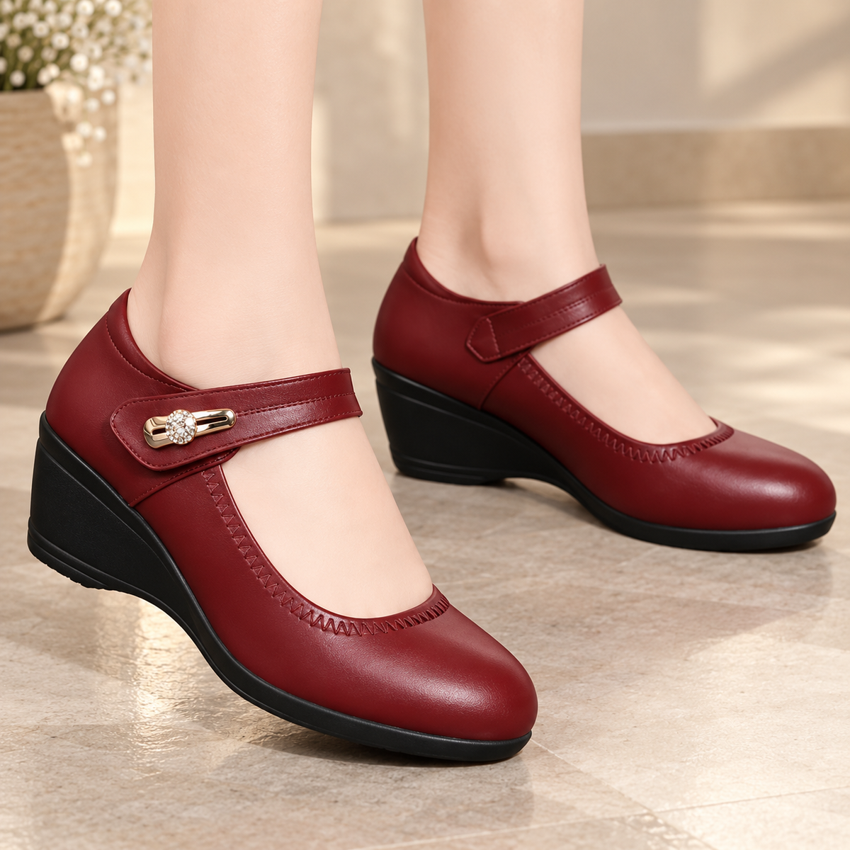 Nola™ | Zapatos ortopédicos de cuero con cuña