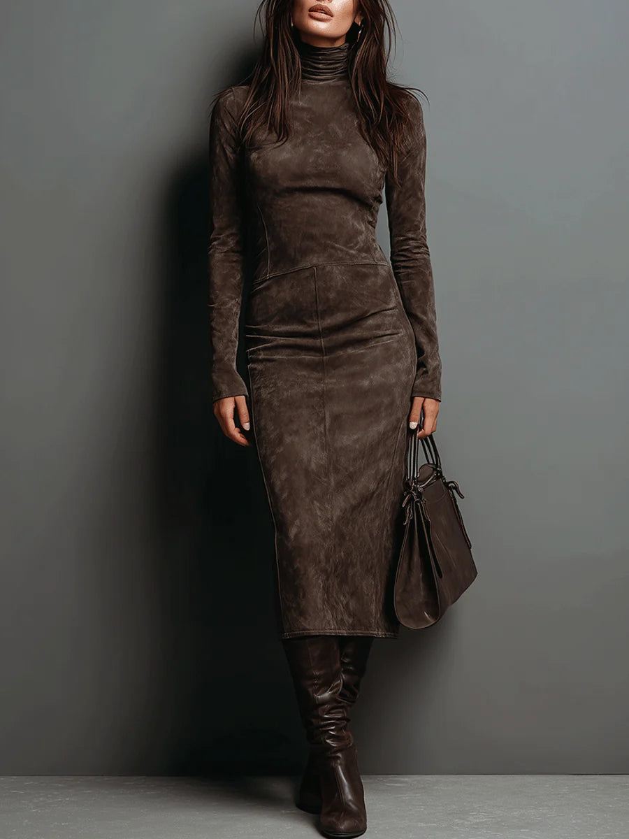 LORÈNE | Vestido Midi de Efecto Ante