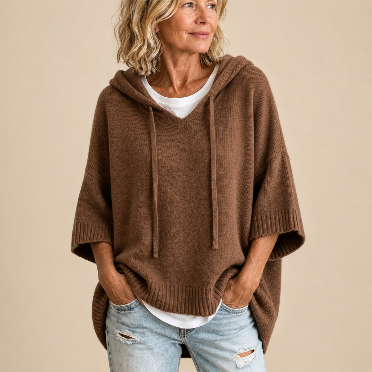 Ottavia | Poncho de Punto con Capucha