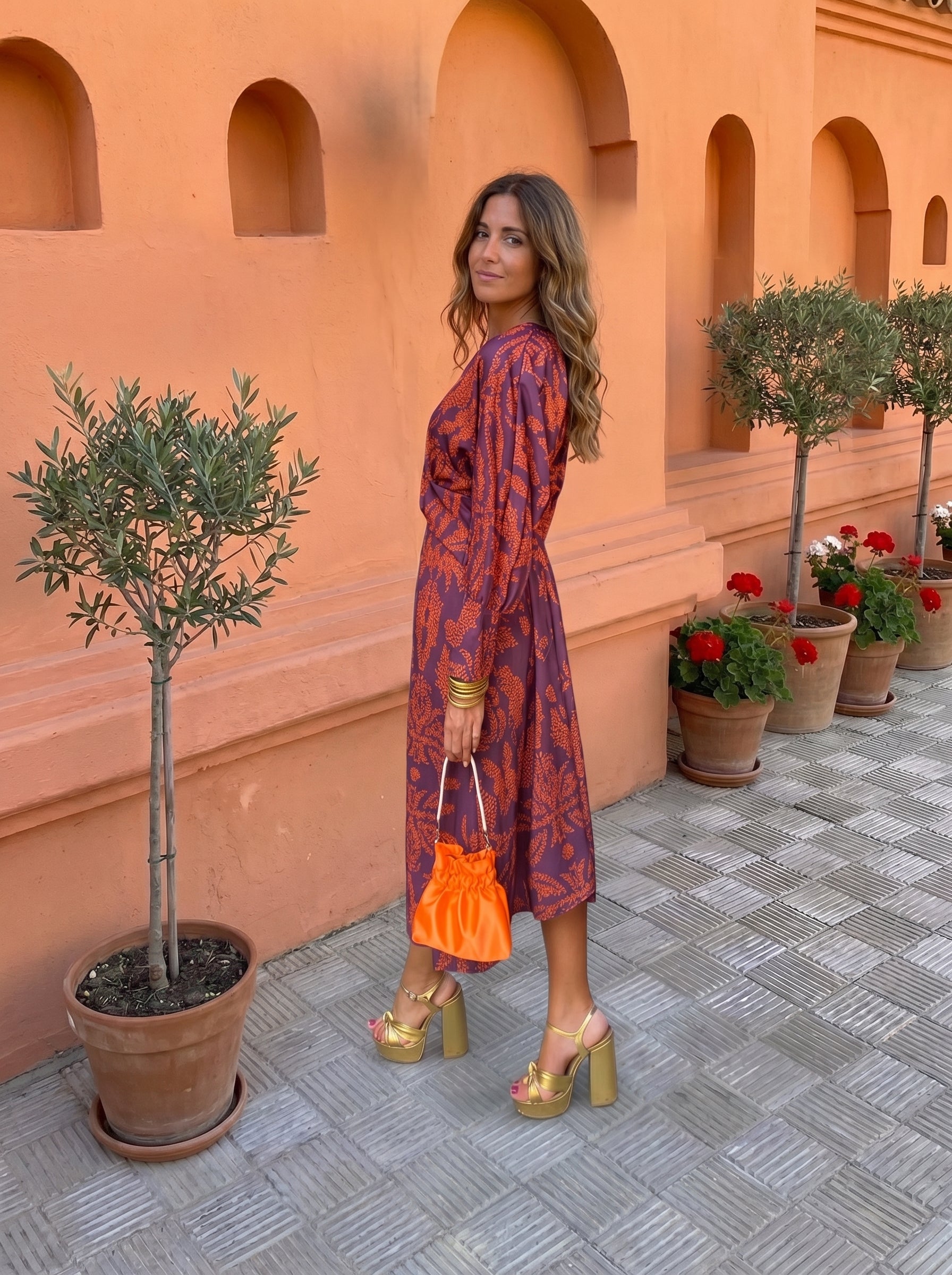 Vestido midi con estampado