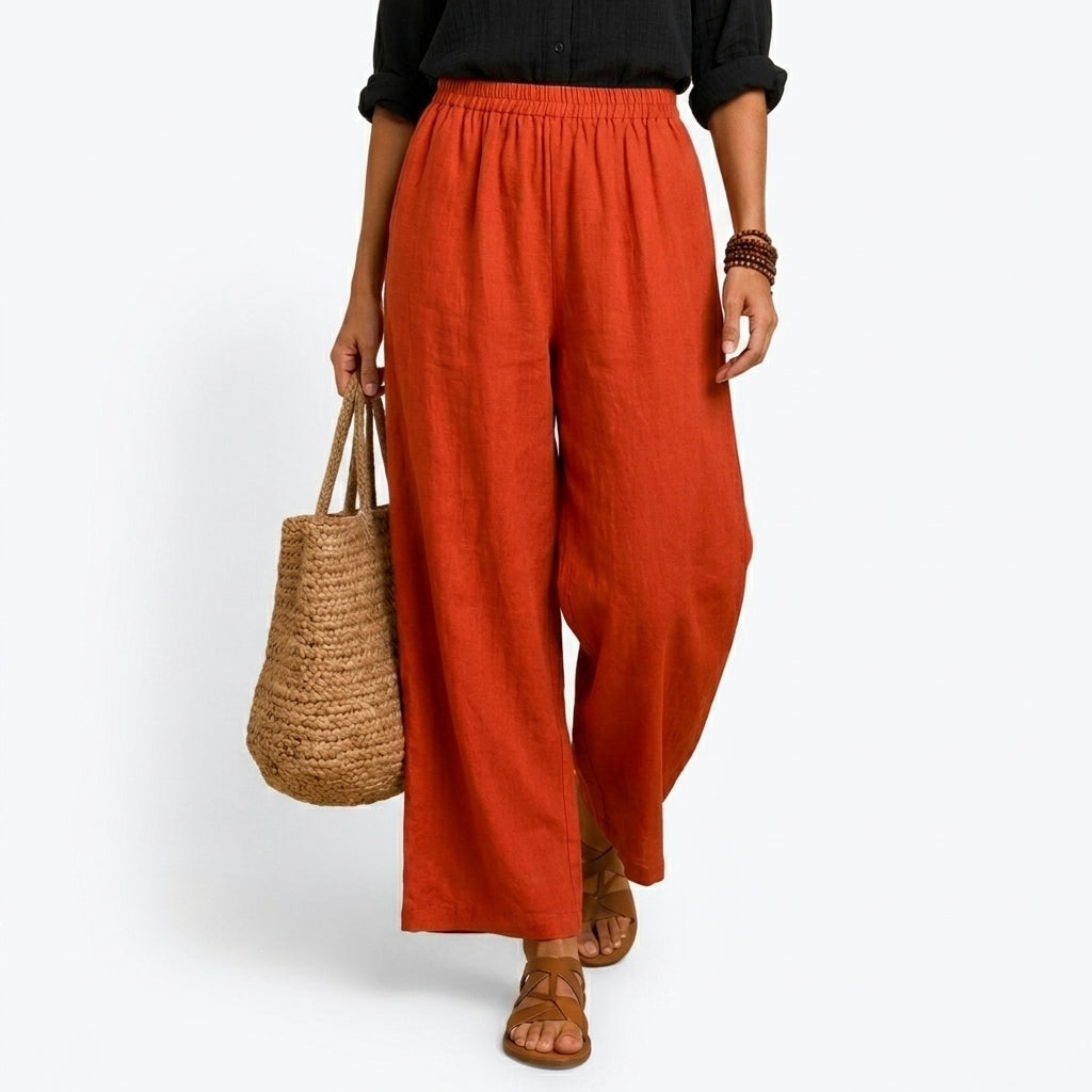 Gabriella | Pantalones fluidos de algodón y lino