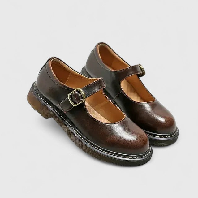 AVELINE | ZAPATOS MERCEDITAS DE CUERO CON PLATAFORMA