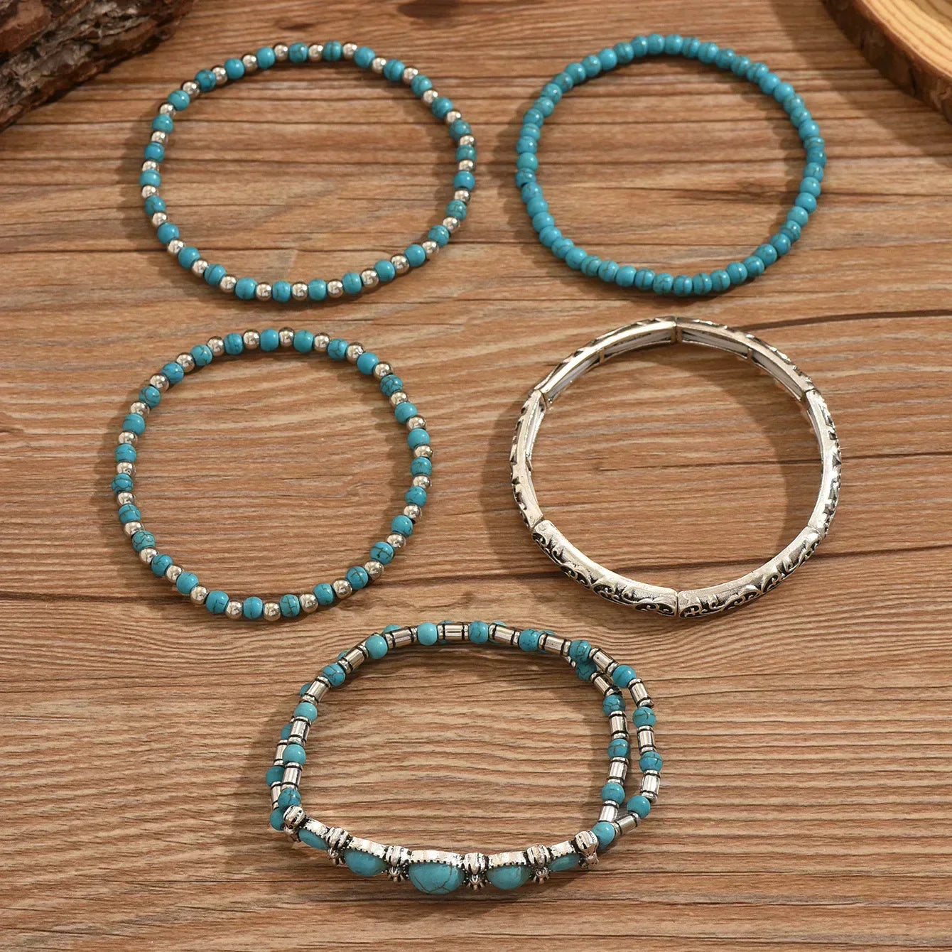 Maelia - Elegante pulsera de varias vueltas en turquesa