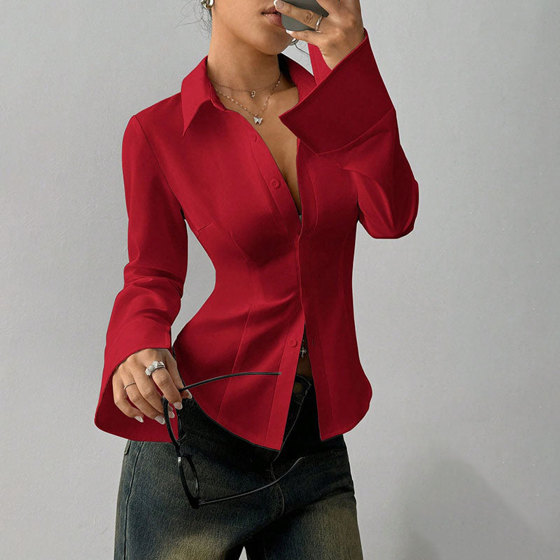 Camisa Entallada Cuello V