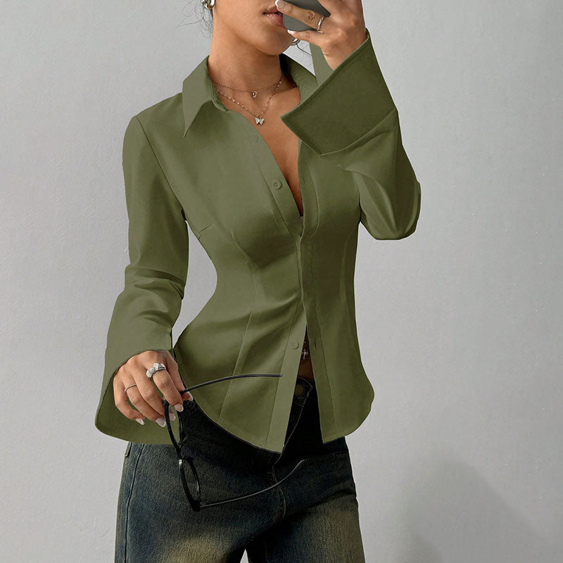 Camisa Entallada Cuello V