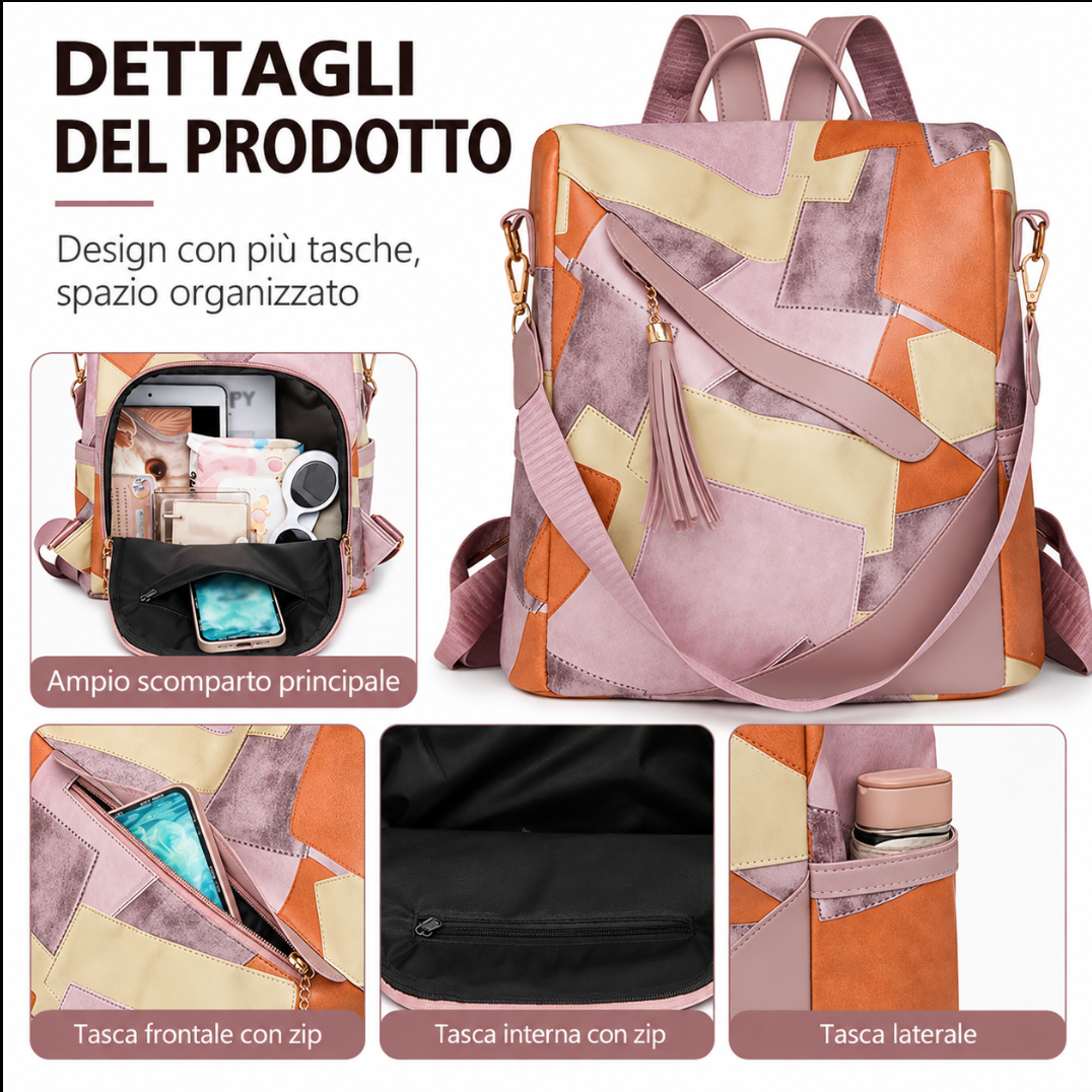 ENRICA | Mochila Antirrobo de Cuadros Negra