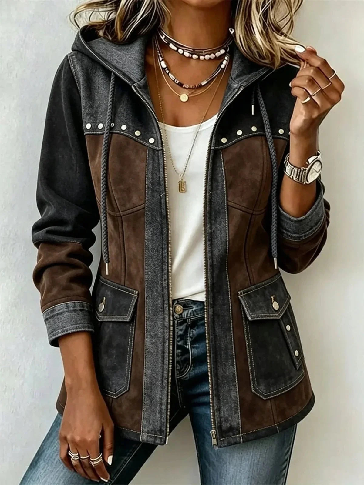Véronique | Chaqueta Bimaterial