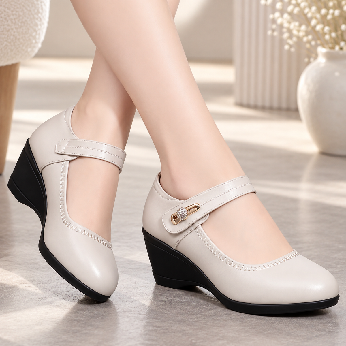 Nola™ | Zapatos ortopédicos de cuero con cuña