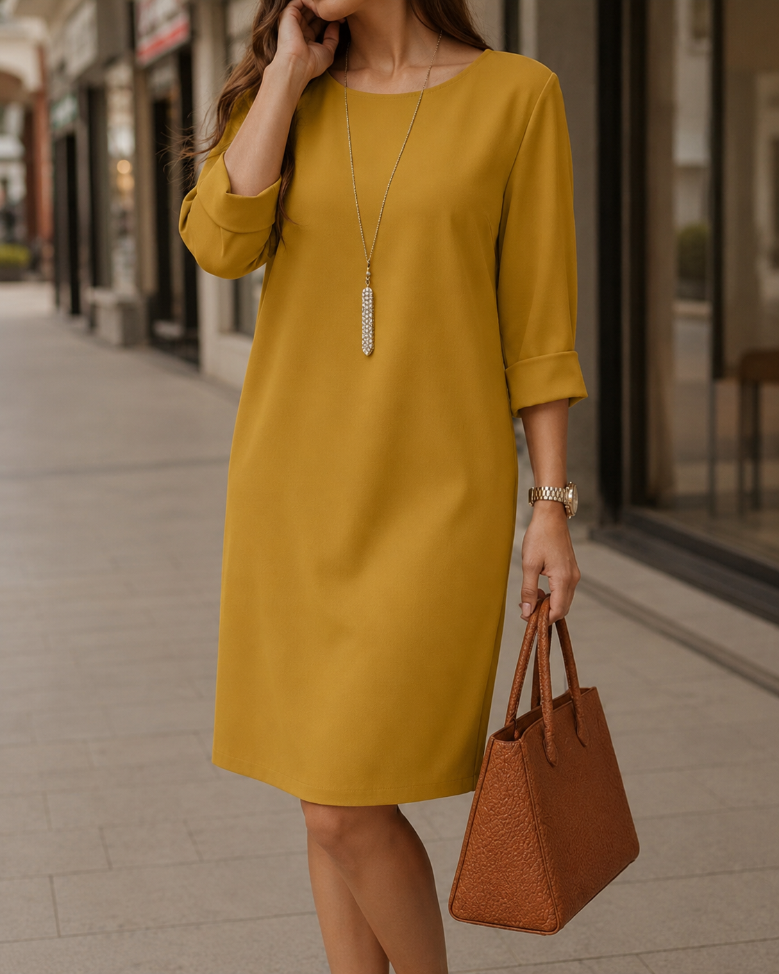 Sabine | Vestido Midi Fluido Efecto Barriga Plana