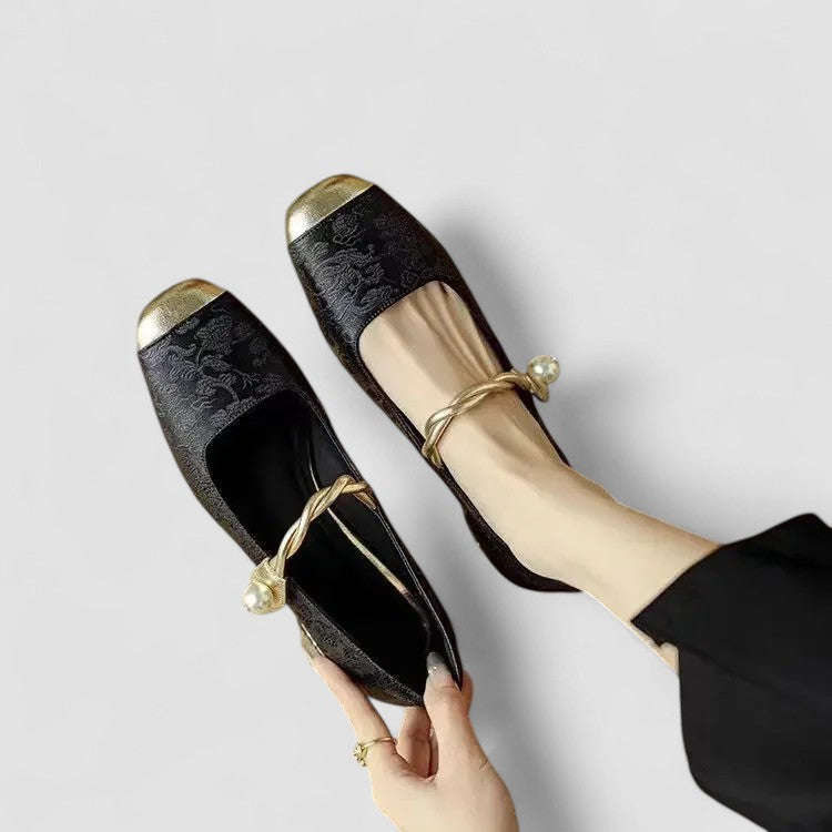 CAMILLE | ZAPATOS MERCEDITAS SATINADOS CON TACÓN JOYA