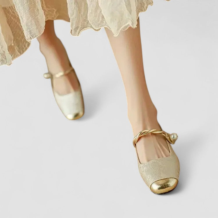 CAMILLE | ZAPATOS MERCEDITAS SATINADOS CON TACÓN JOYA
