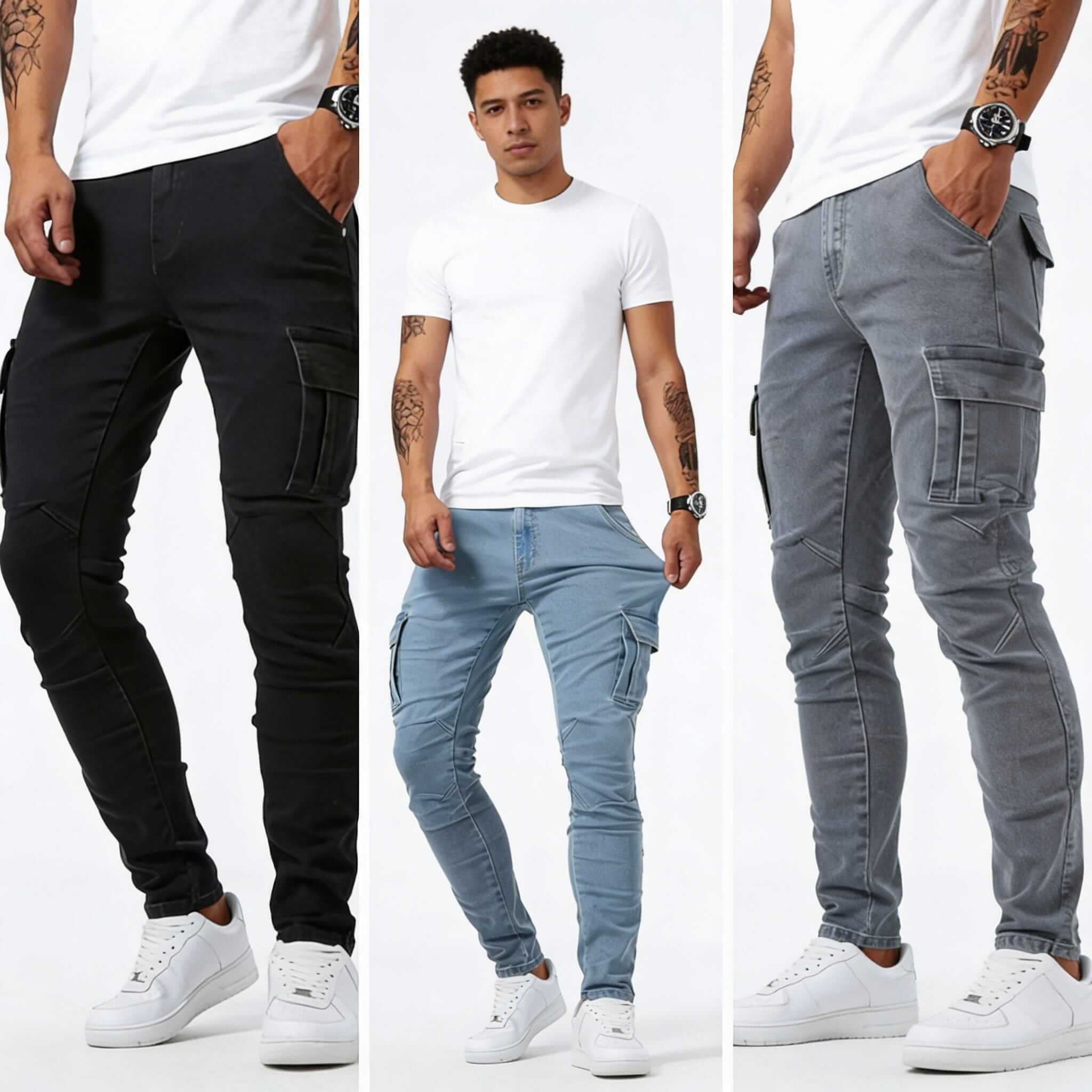 Jeans Cargo de Denim Elástico