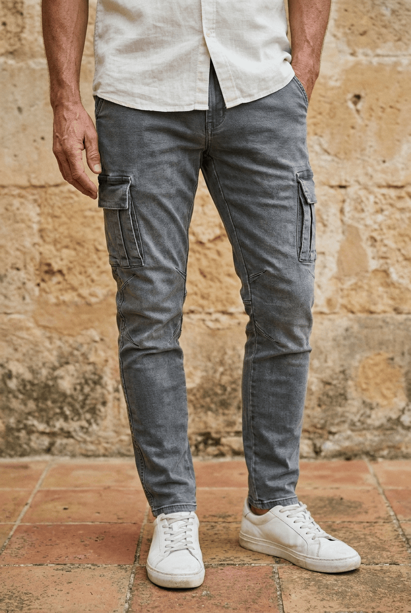 Jeans Cargo de Denim Elástico