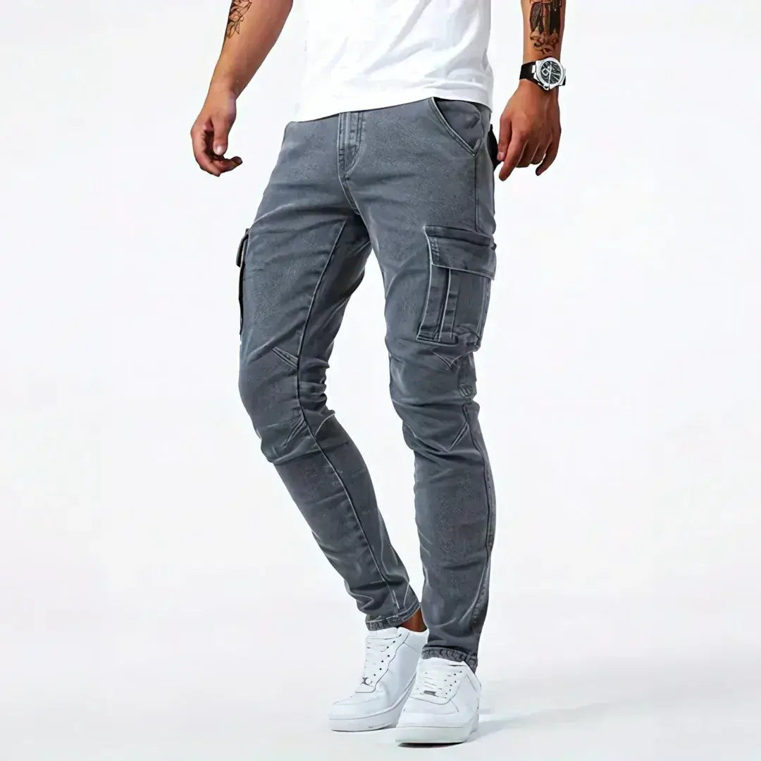 Jeans Cargo de Denim Elástico