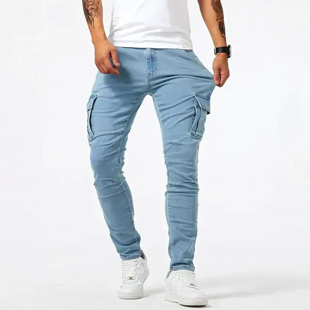 Jeans Cargo de Denim Elástico