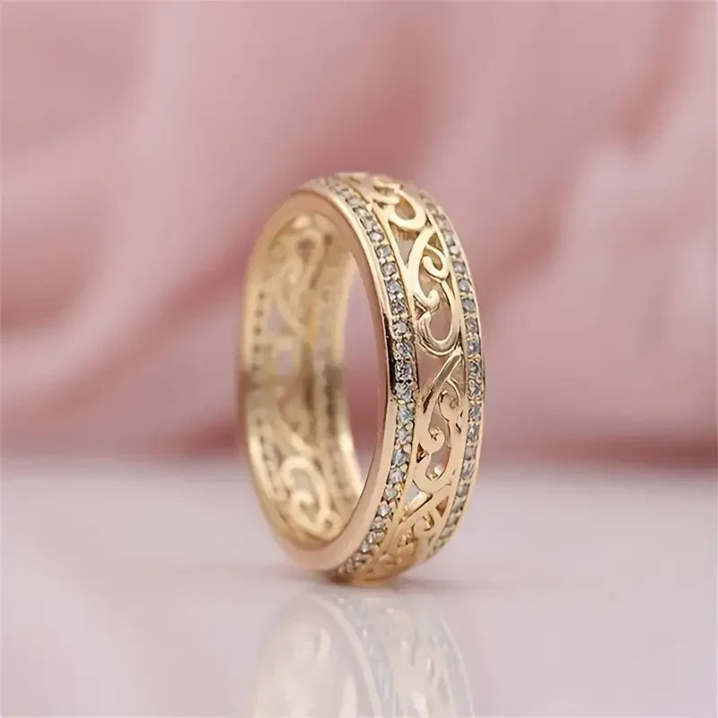 Anillo Hueco Brillante Dorado