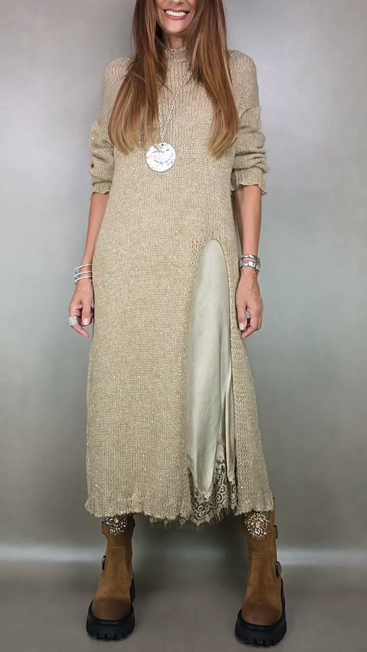 LALUNA | Conjunto Elegante de Jersey Largo y Vestido