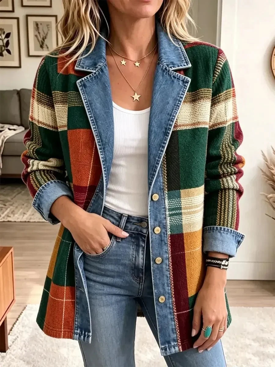 Ella | Chaqueta Denim de Cuadros