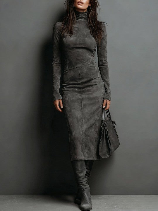 LORÈNE | Vestido Midi de Efecto Ante