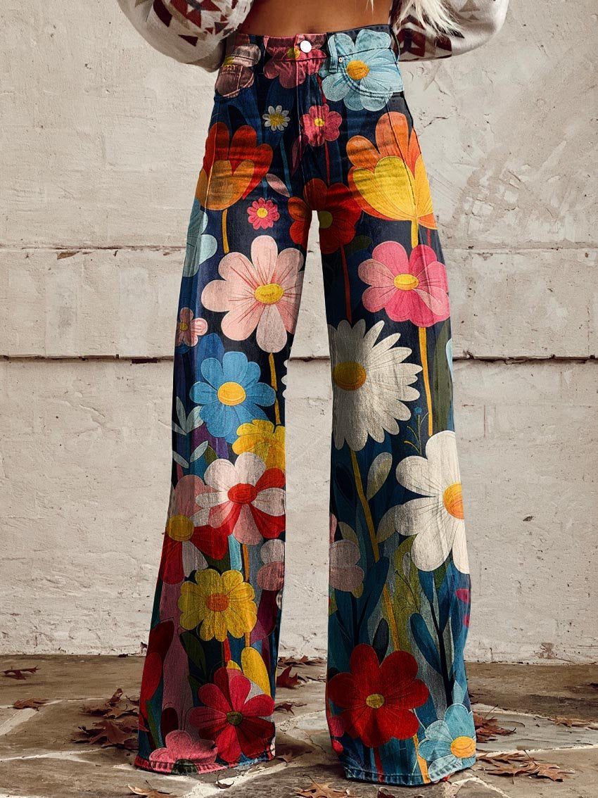 Léna - Pantalones Anchos Florales