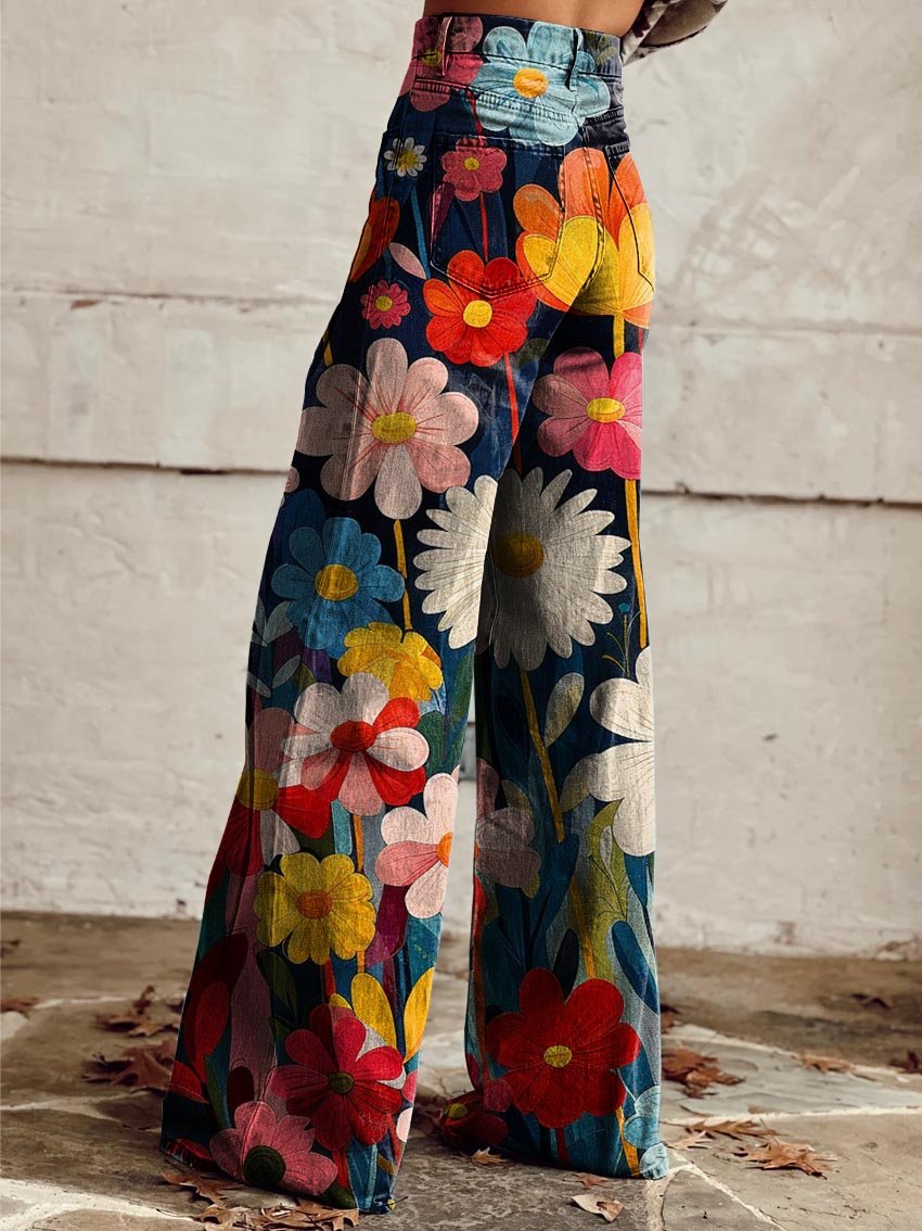 Léna - Pantalones Anchos Florales