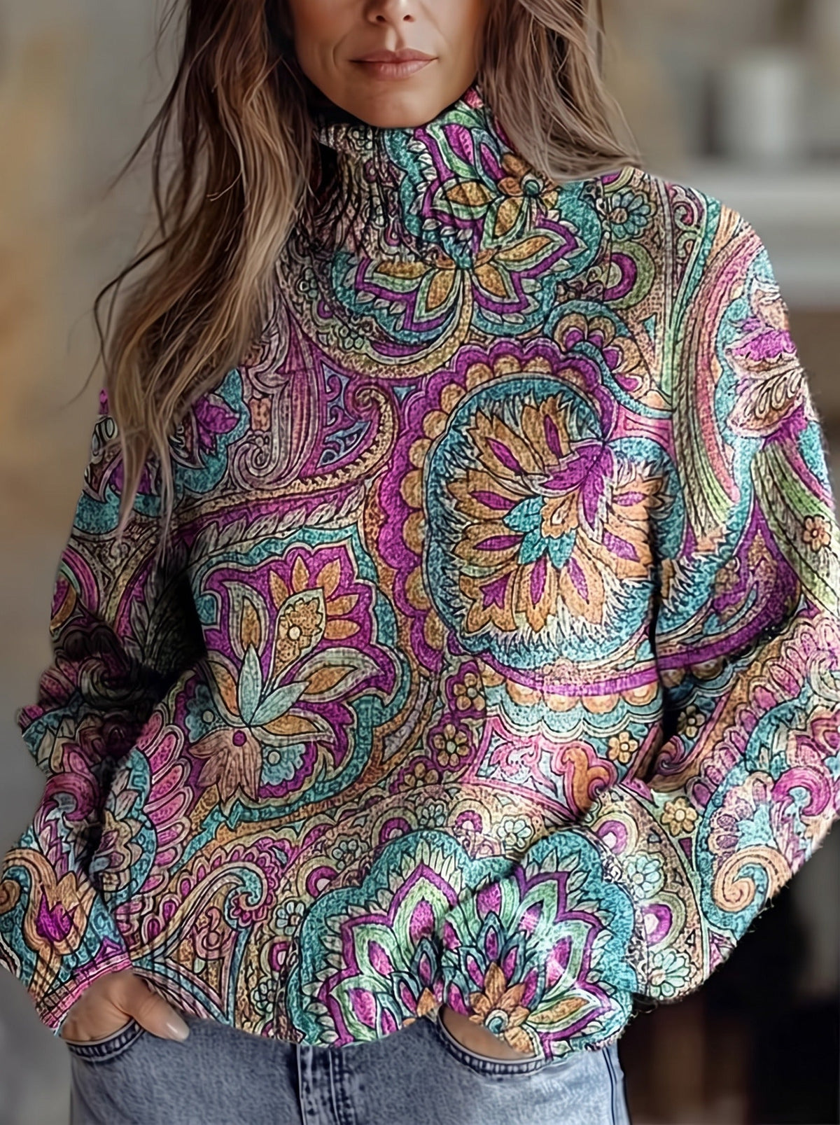 Giulia | Jersey de Cuello Alto Paisley Gioiello