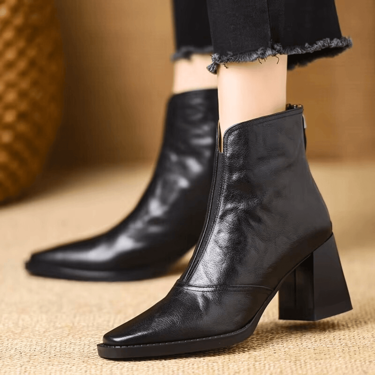 Norina | Botines de piel con tacón medio